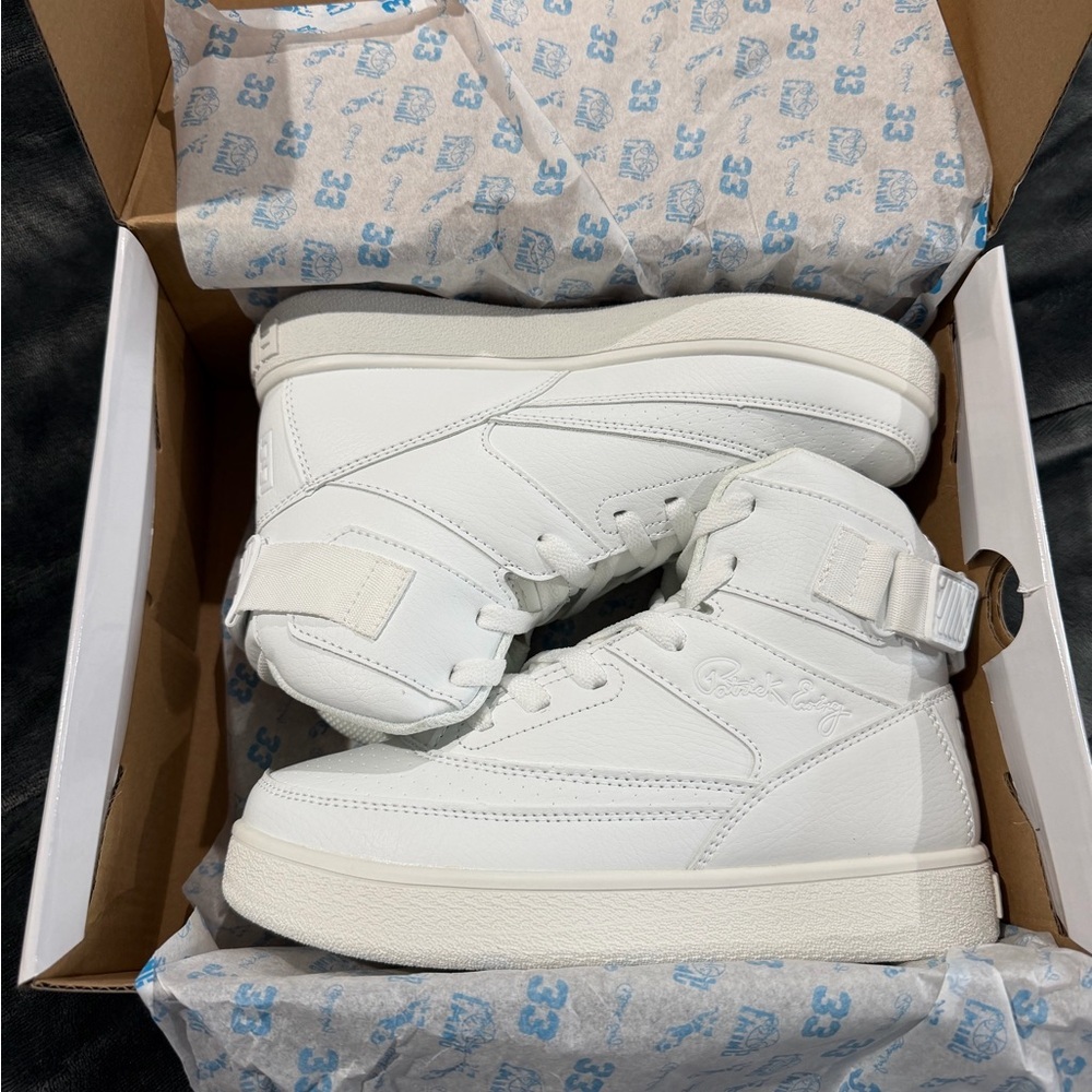 Kids Pat Ewing White High-Top Sneakers 5Y
